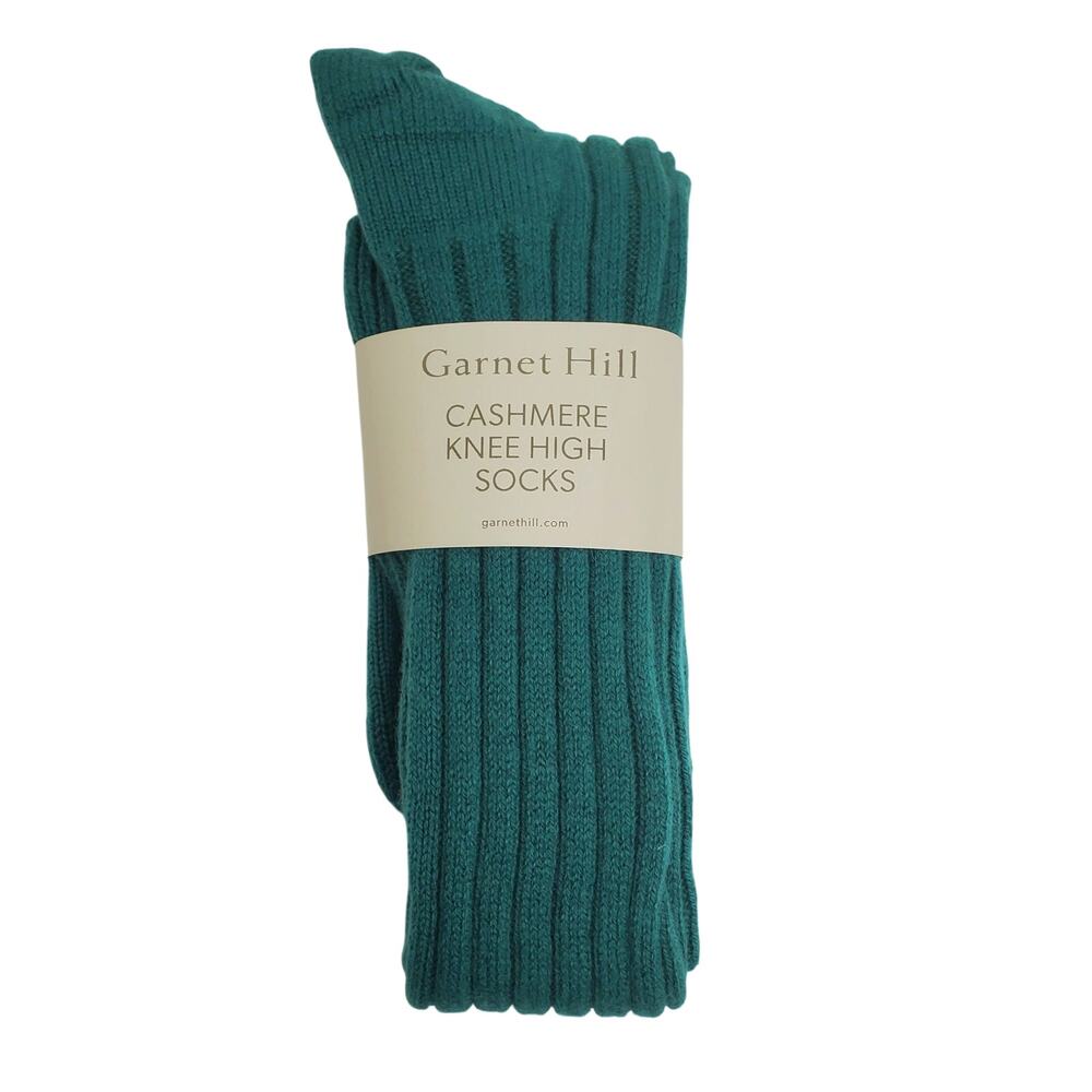 Soft Ribbed 82% Cashmere Knee High Socks 9-11 Warm Garnet Hill Malachite Green